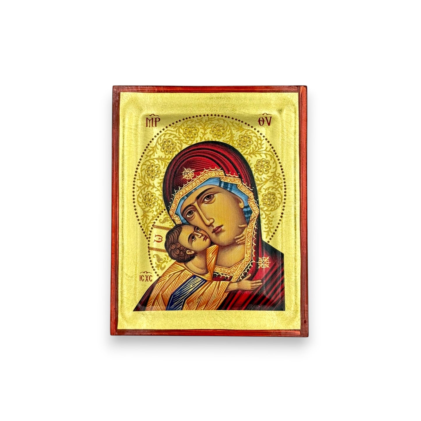 Ένσκαπτη Χειροποίητη Εικόνα σε Ξύλο - Παναγία Γλυκοφιλούσα