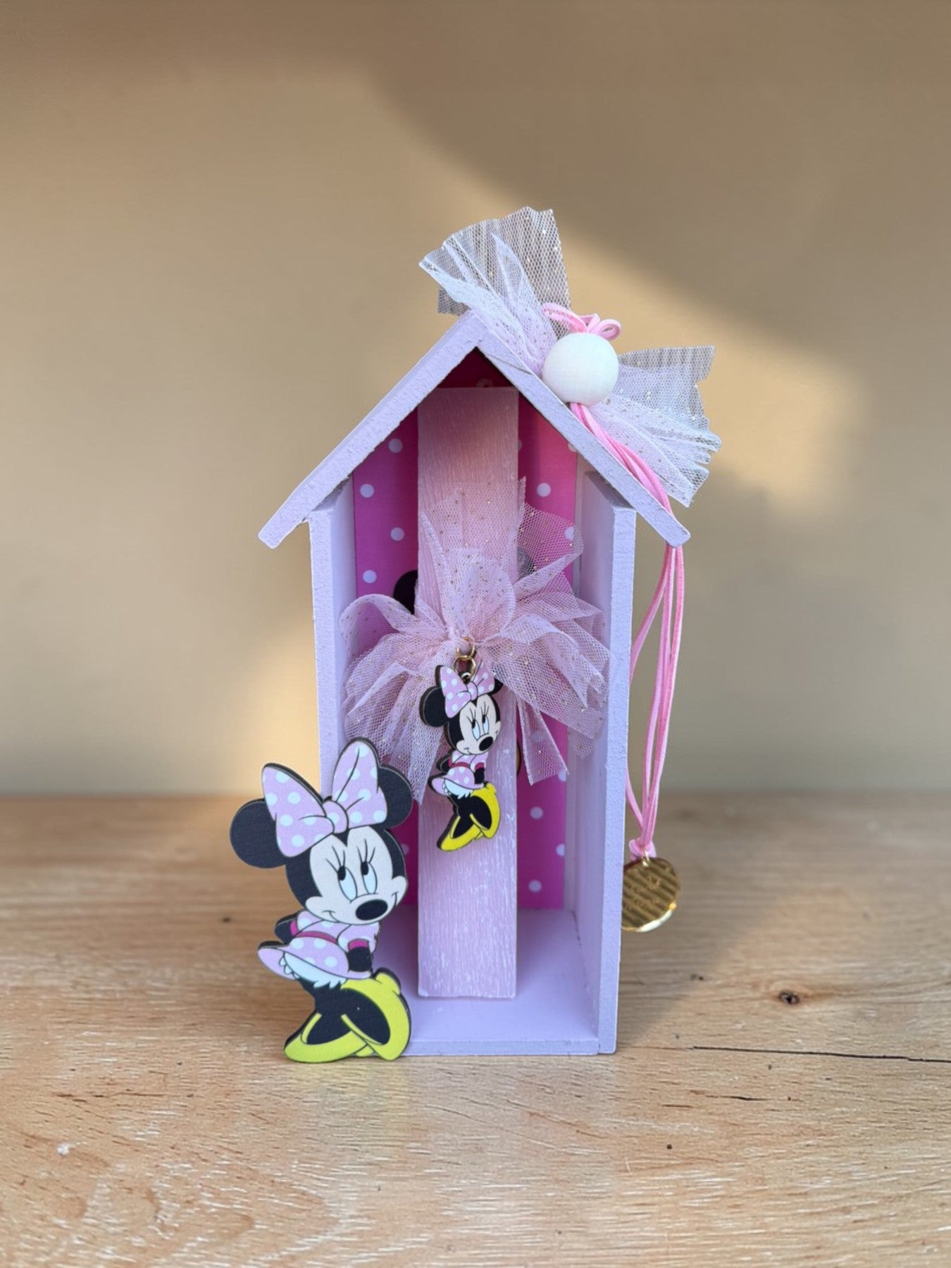 Παιδική πασχαλινή λαμπάδα Minnie Mouse με διακοσμητικό σπιτάκι