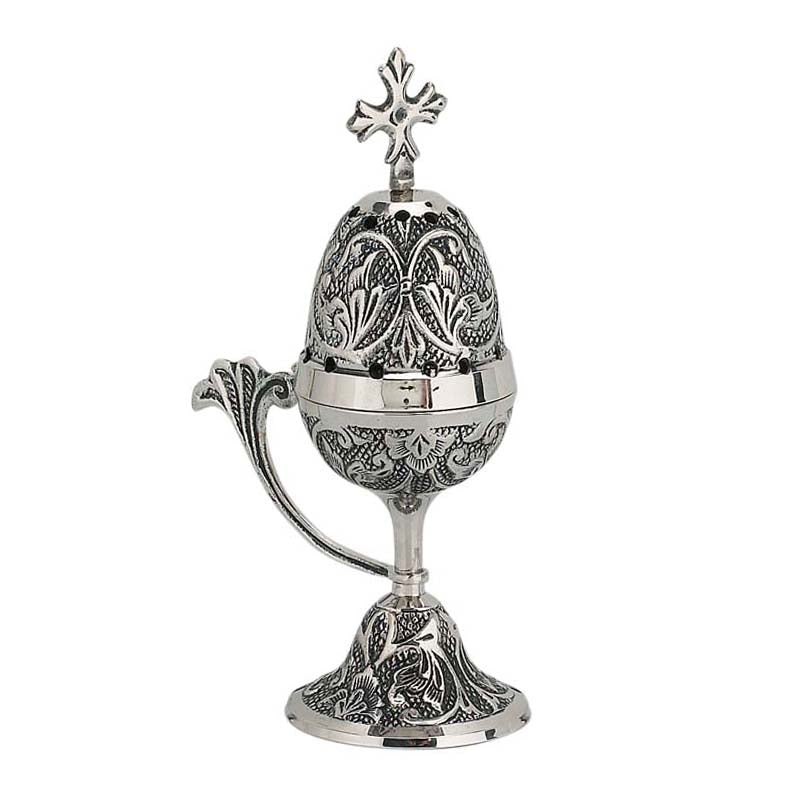 Θυμιατό Μπρούτζινο Επιτραπέζιο - Αυγό Σκαλιστό Φύλλο Λαβή