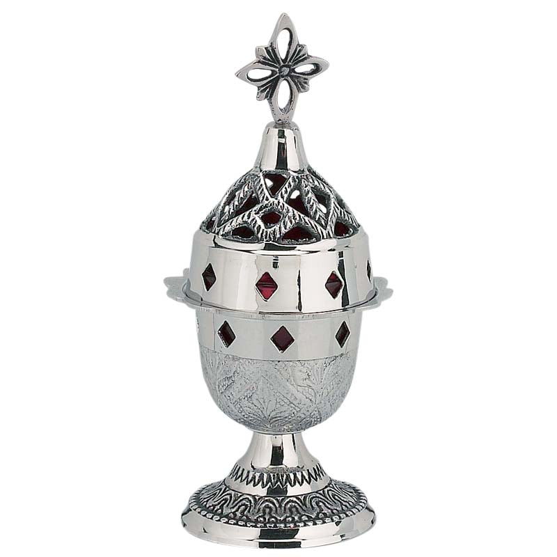 Καντήλι Μπρούτζινο Σκαλιστό Ασημί - Επιτραπέζιο