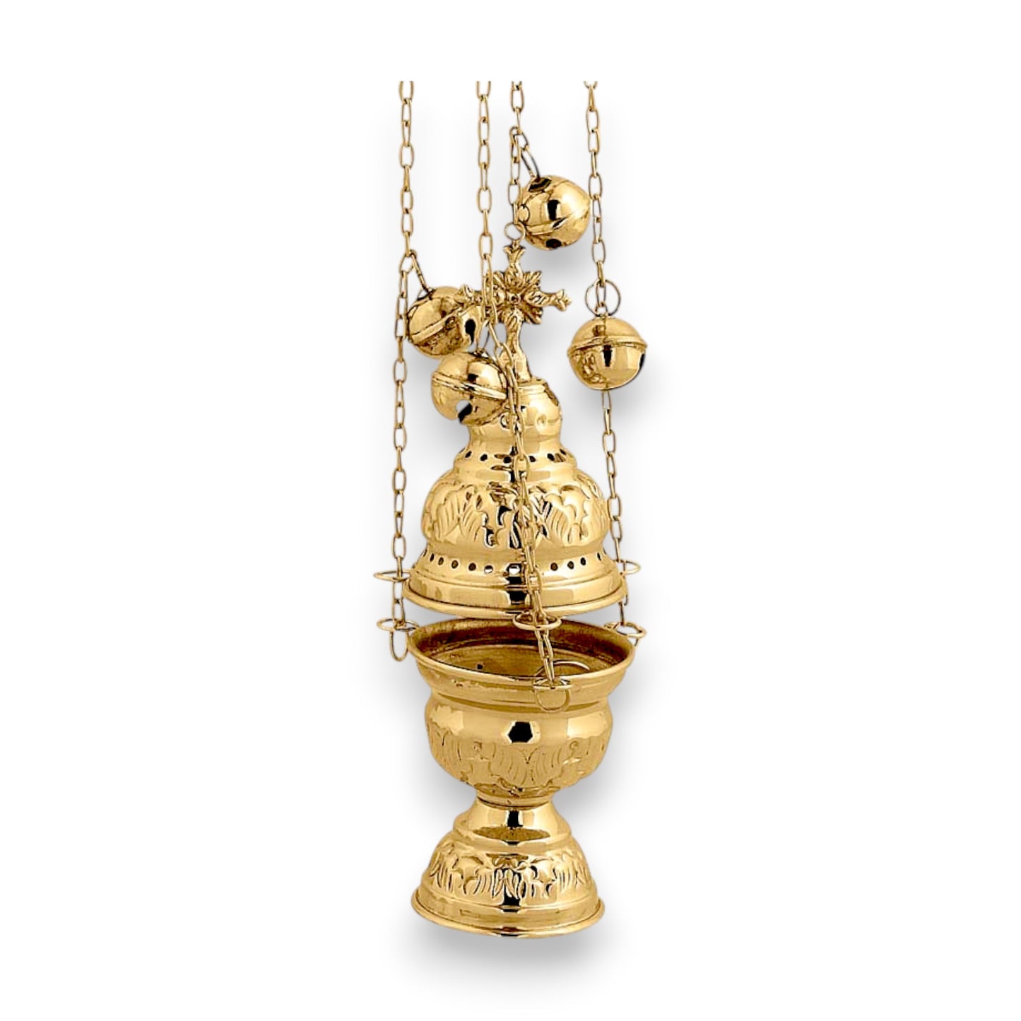 Ιερατικό Θυμιατό Επιχρυσωμένο Σκαλιστό Στρόγγυλο