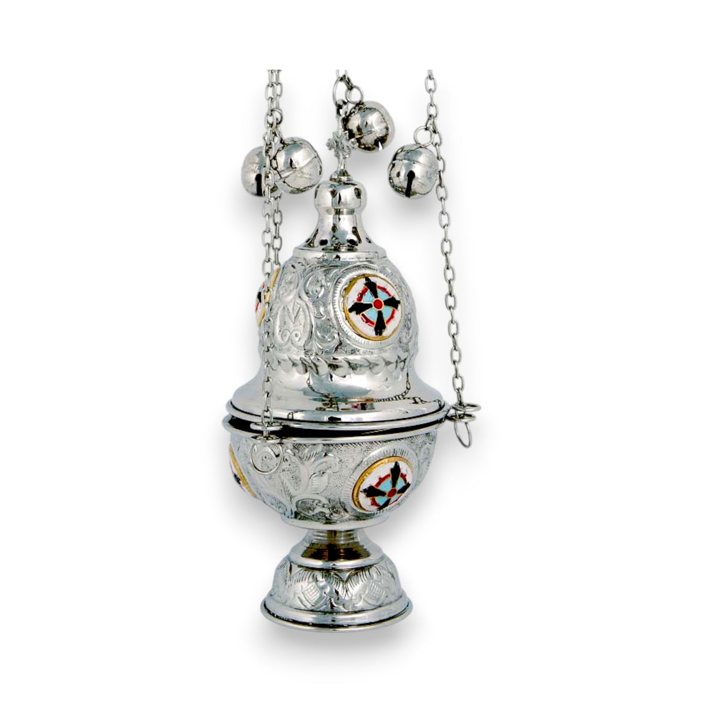 Ιερατικό Θυμιατό Επινικελωμένο Σκαλιστό Με Σμάλτο - 2 Χρώματα