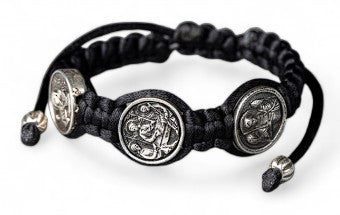 Βραχιόλι Μακραμέ με Επάργυρο Στοιχείο Παναγία Γοργοεπήκοος , Αγία Τριάδα , Αρχάγγελος Μιχαήλ