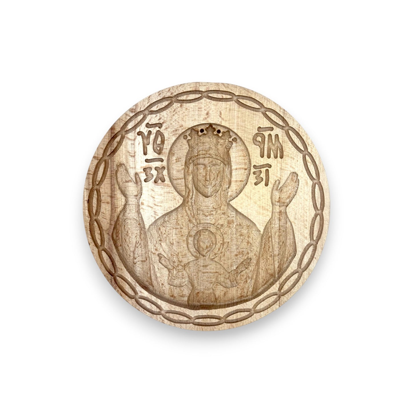 Σφραγίδα Προσφόρου Ξύλινη - Παράσταση Παναγίας 16cm