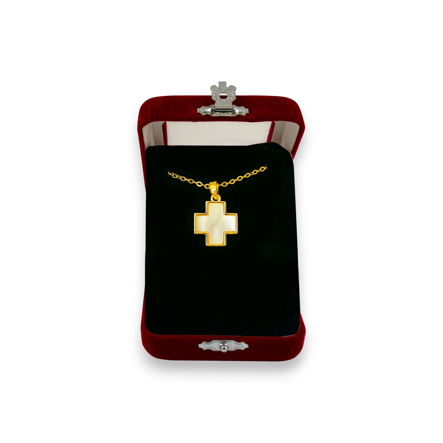 Σταυρός Λαιμού Ατσάλινος Λευκό Φίλντισι Γωνίες