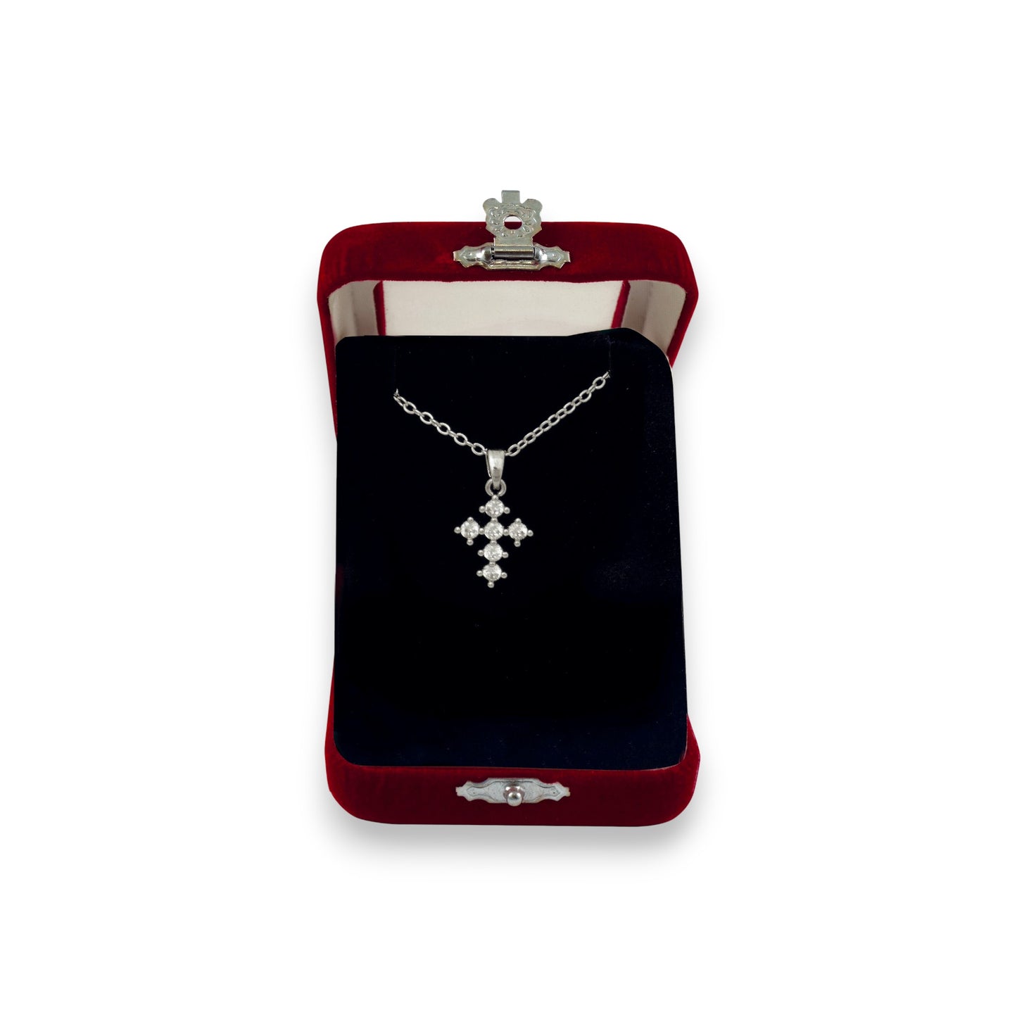 Σταυρός Λαιμού Ατσάλινος Διάφανες Πέτρες Χρυσός - 2 Χρώματα