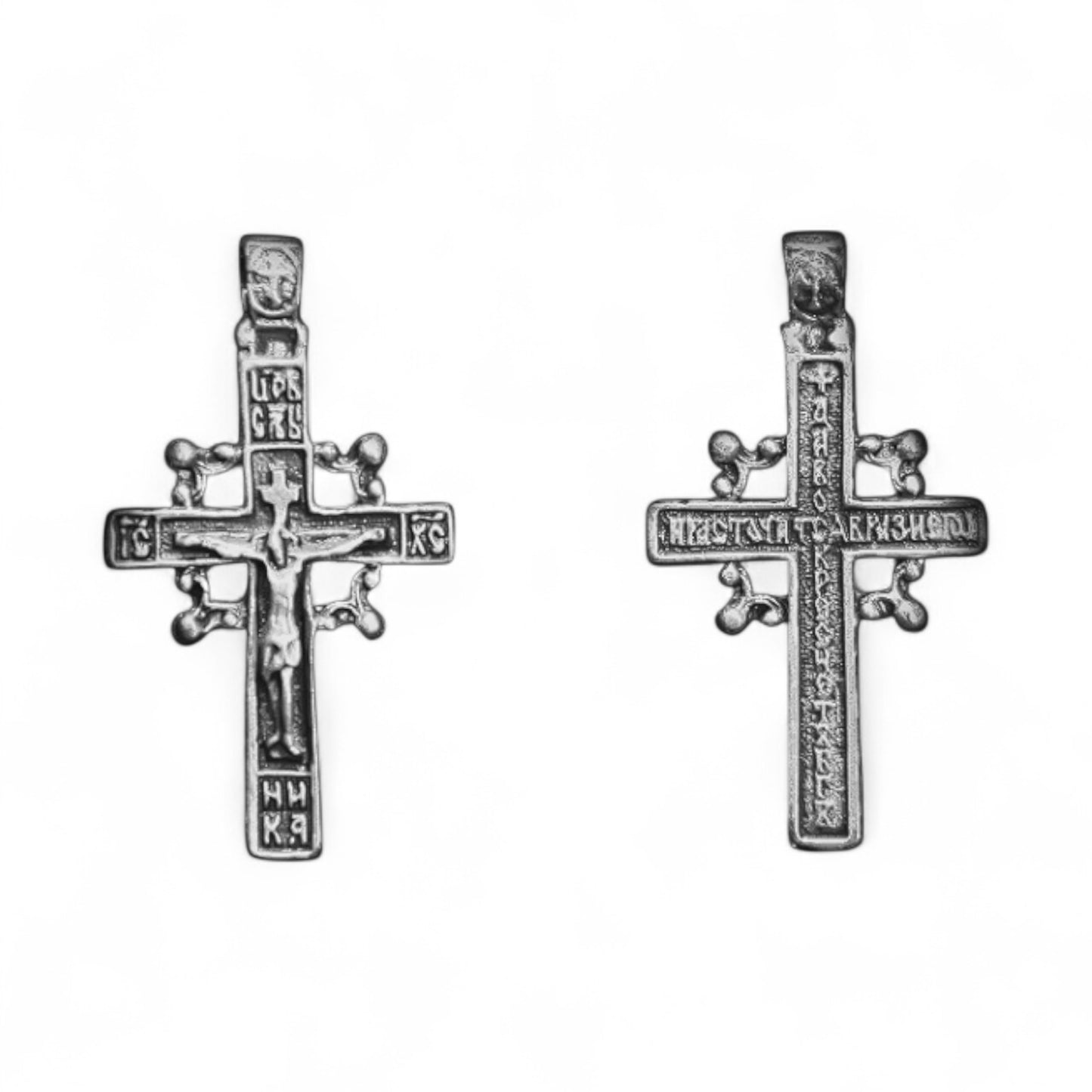 Επάργυρος Κρεμαστός Σταυρός Λαιμού Εσταυρωμένος / Χριστόγραμμα 3.8×2.1 cm