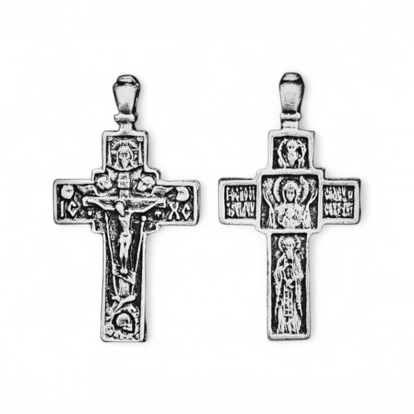 Επάργυρος Κρεμαστός Σταυρός Λαιμού Εσταυρωμένος / Παναγία / Άγιος Νικόλας 4×2 cm