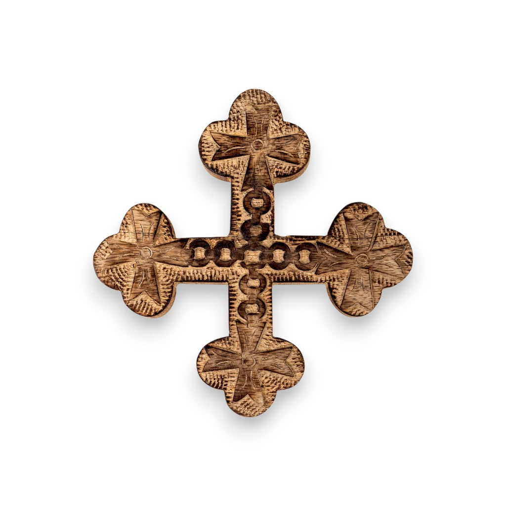 Σταυρός Ξύλινος Σκαλιστός 16×16 cm — Χειροποίητος