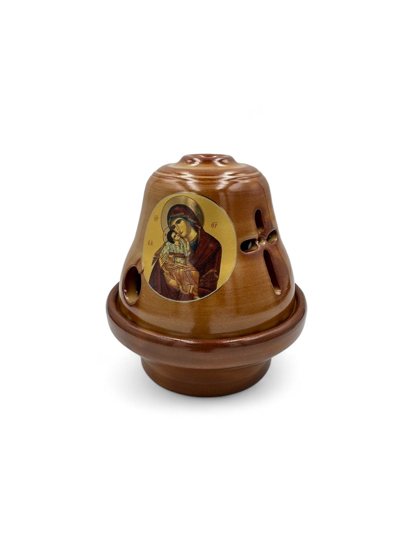 Καντήλι Πήλινο Καμπάνα Παναγία Γλυκοφιλούσα Μπορντό - 6 Χρώματα