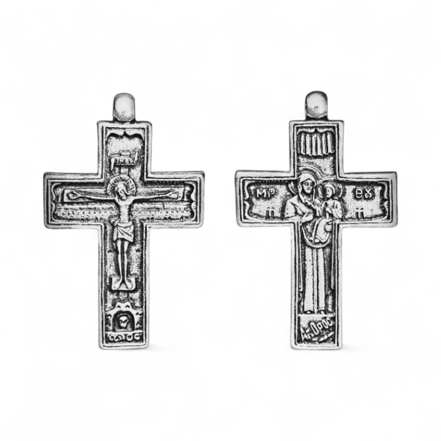 Επάργυρος Κρεμαστός Σταυρός Λαιμού Εσταυρωμένος / Παναγία 5.6×3.6 cm