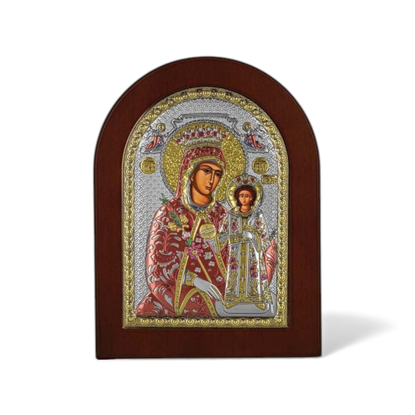 Παναγία Ρόδον το Αμάραντο – Ασημένια Εικόνα Οβάλ Σμάλτο
