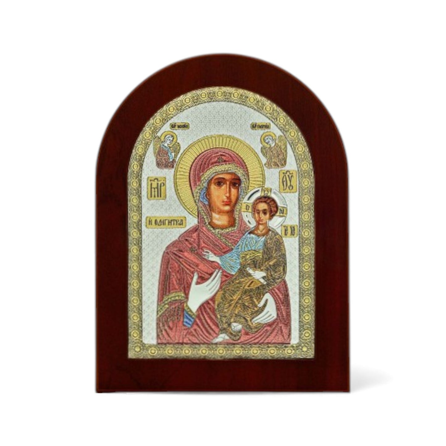 Παναγία η Οδηγήτρια - Ασημένια Εικόνα Οβάλ Σμάλτο