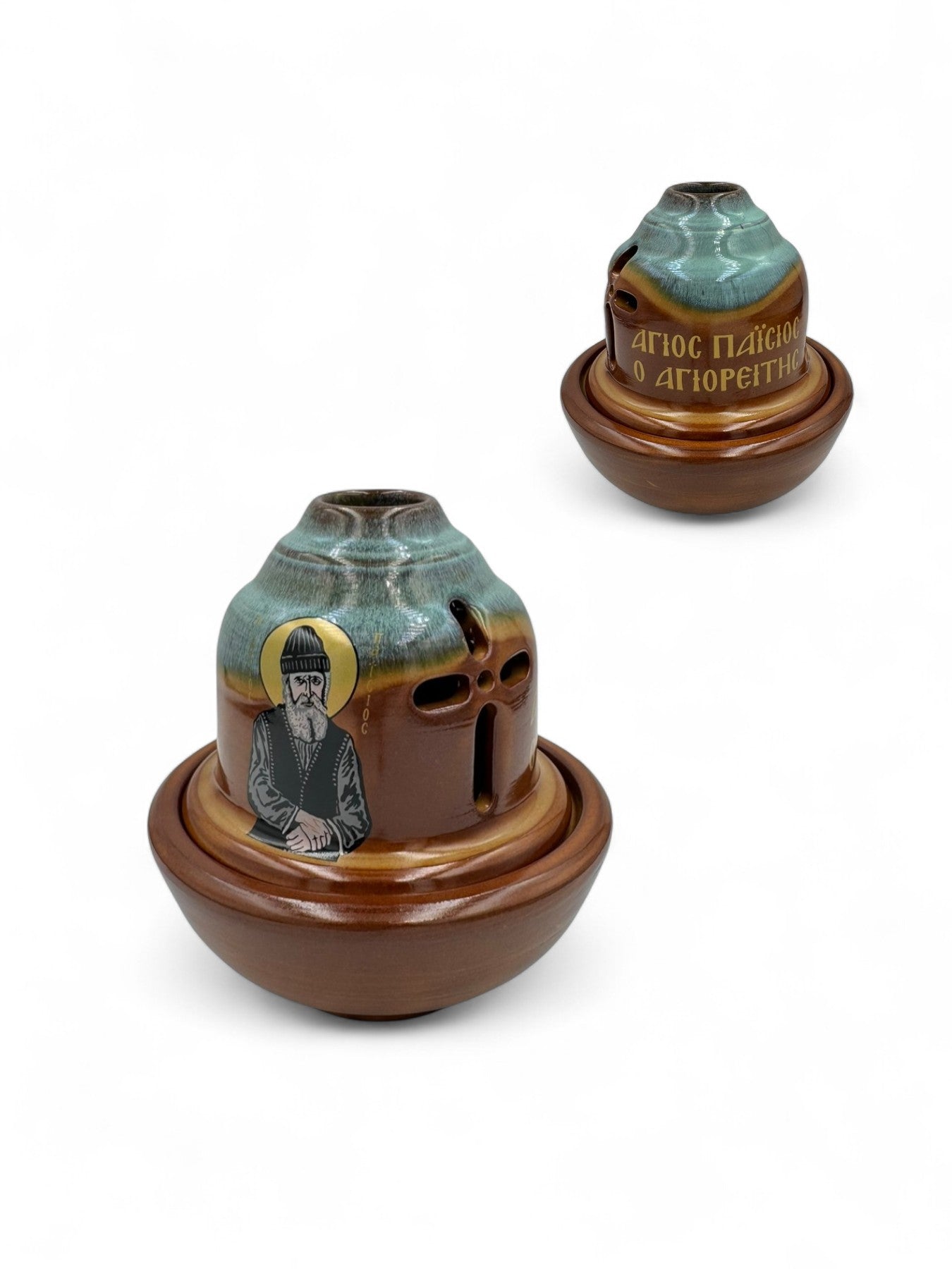 Καντήλι Πήλινο με απεικόνιση Αγίου Παϊσίου Μπορντό - 6 Χρώματα