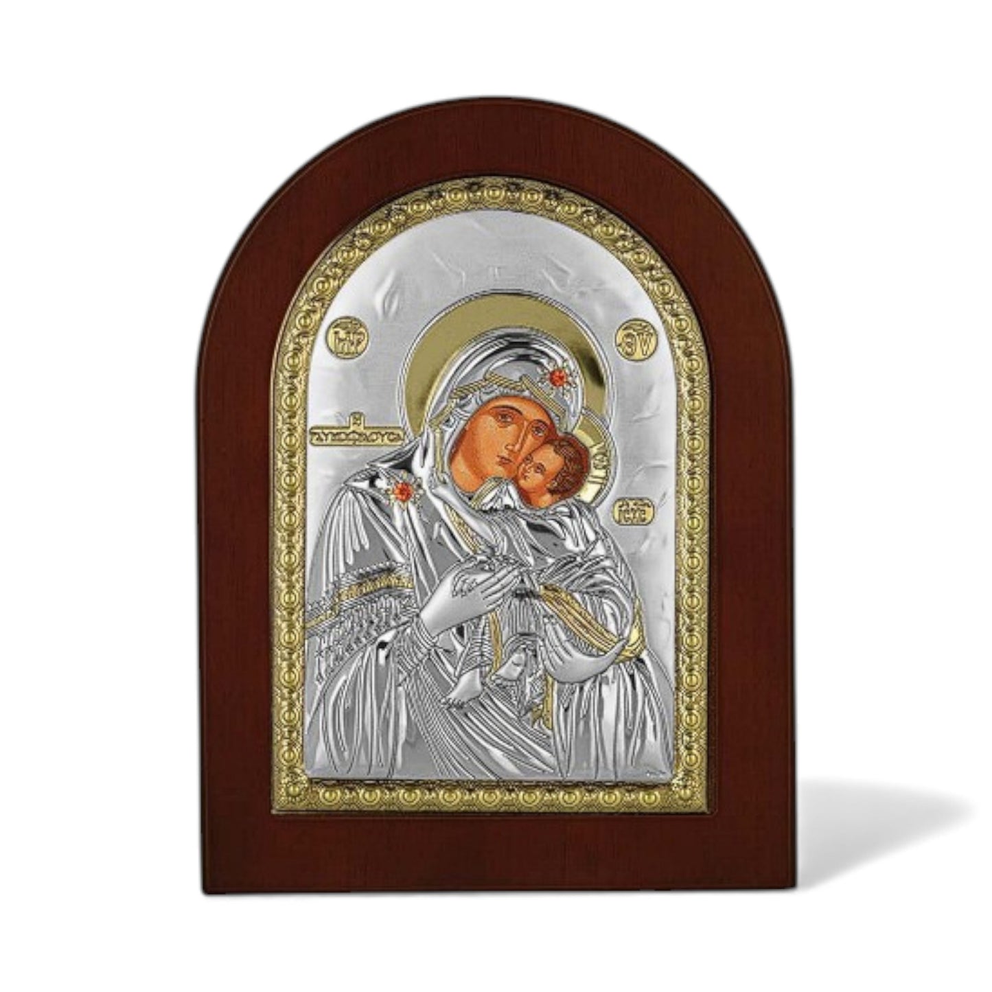 Παναγία η Γλυκοφιλούσα - Ασημένια Εικόνα Οβάλ