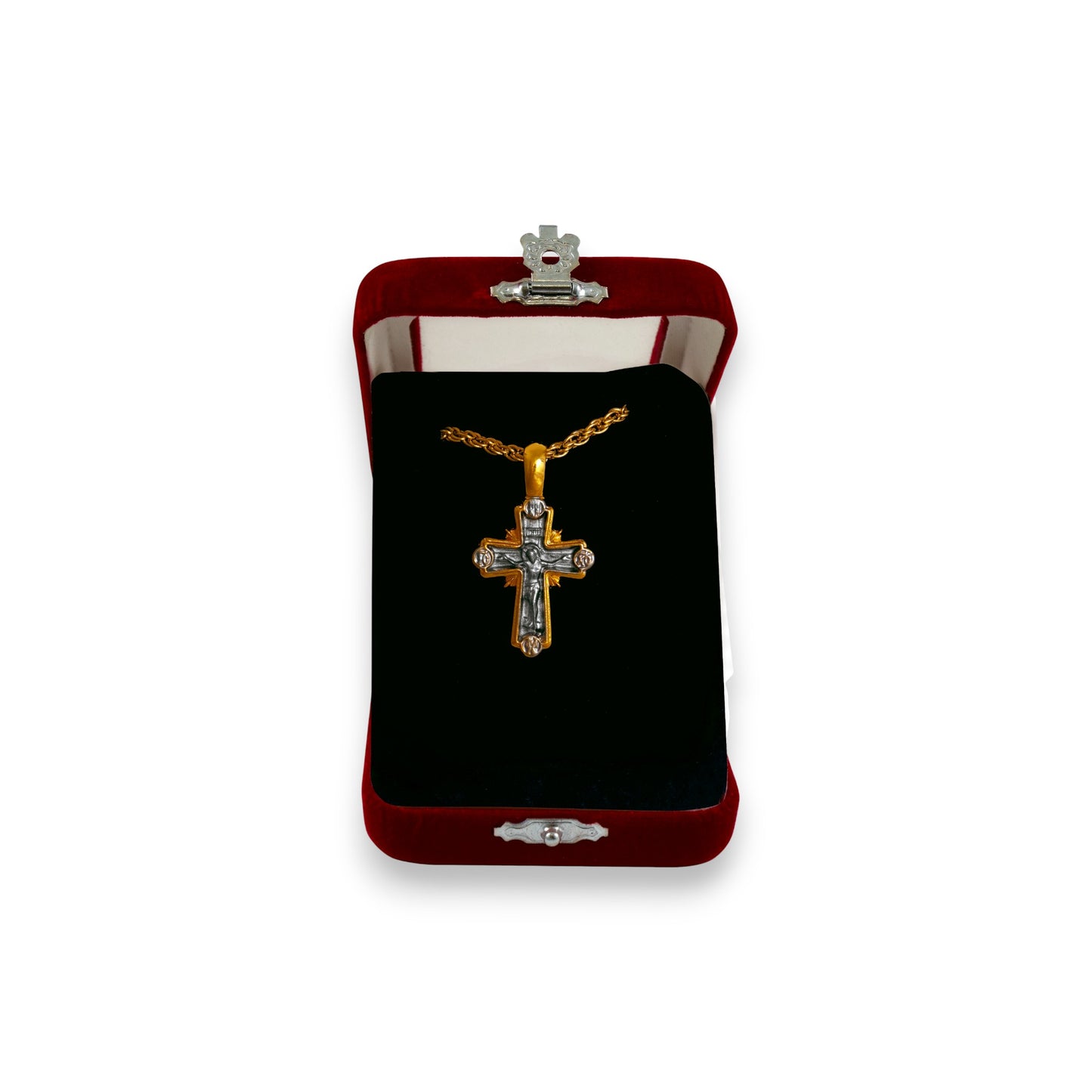 Σταυρός Λαιμού Ζάμακ Δίχρωμος - Εσταυρωμένος Μικρός