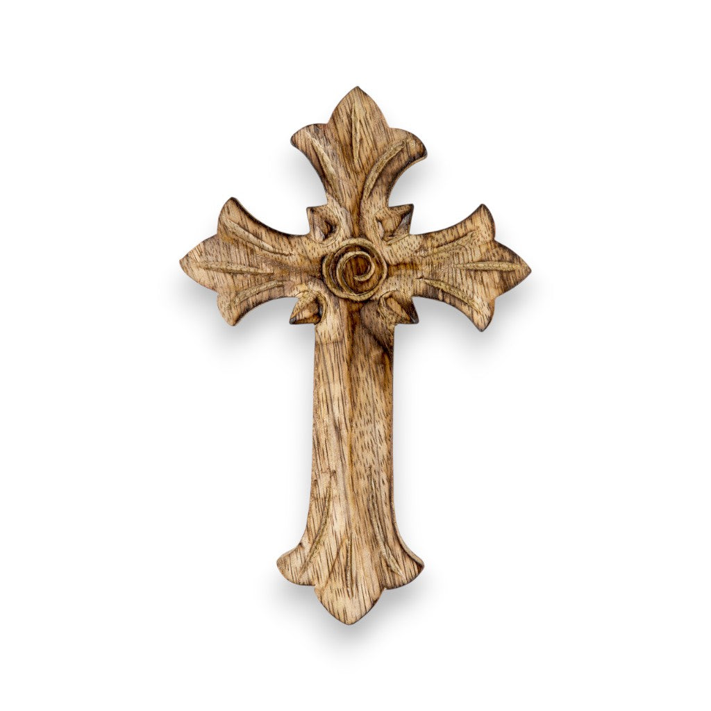 Σταυρός Ξύλινος Σκαλιστός 15×10 cm — Χειροποίητος