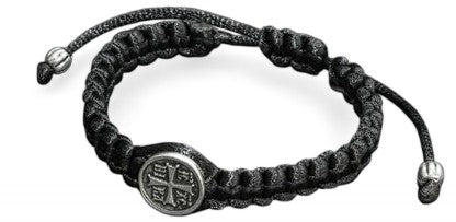 Βραχιόλι Μακραμέ με Επάργυρο Σταυρό Ιησούς Χριστός Νικά