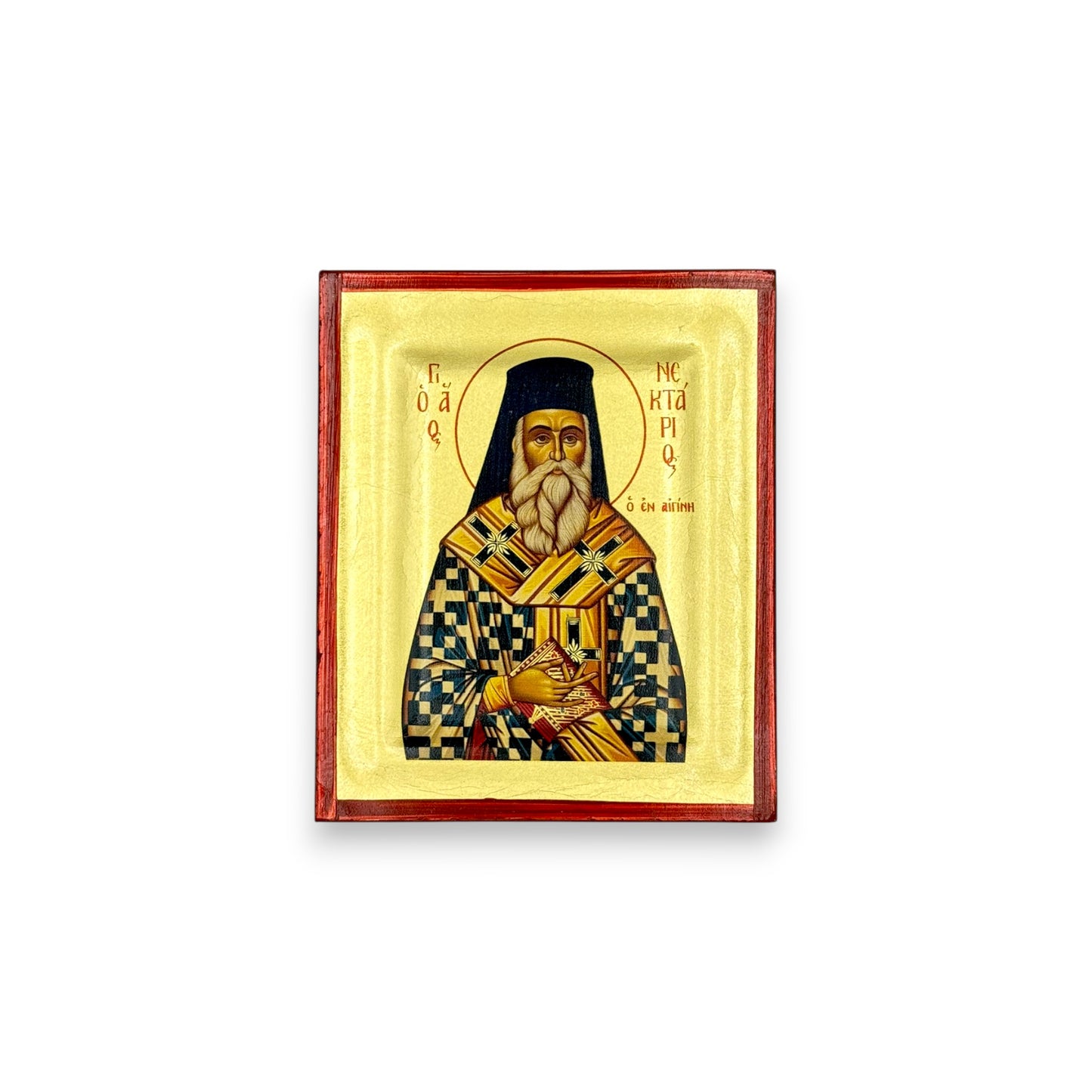Ένσκαπτη Χειροποίητη Εικόνα σε Ξύλο - Άγιος Νεκτάριος