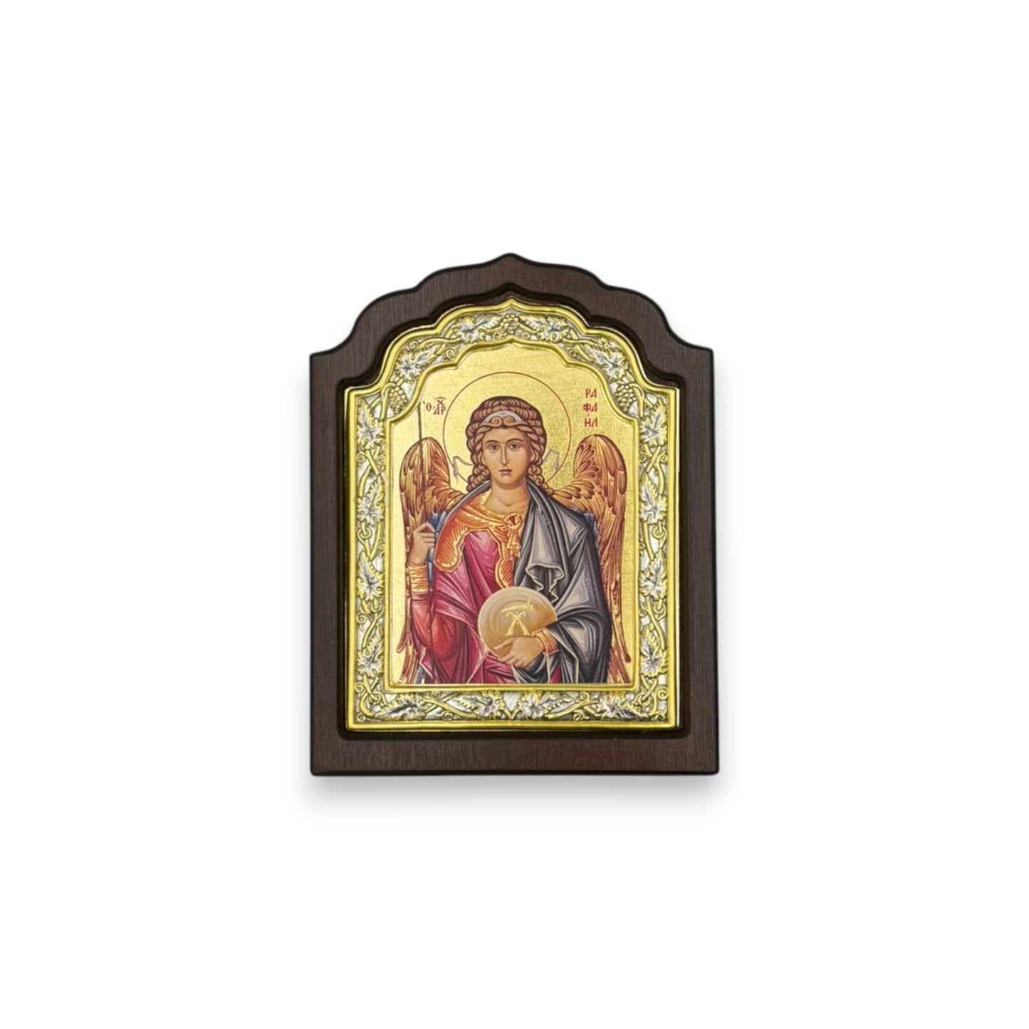 Αρχάγγελος Ραφαήλ – Ασημένια Εικόνα σε Ξύλο με Επιχρύσωση ( Άγιο Όρος )
