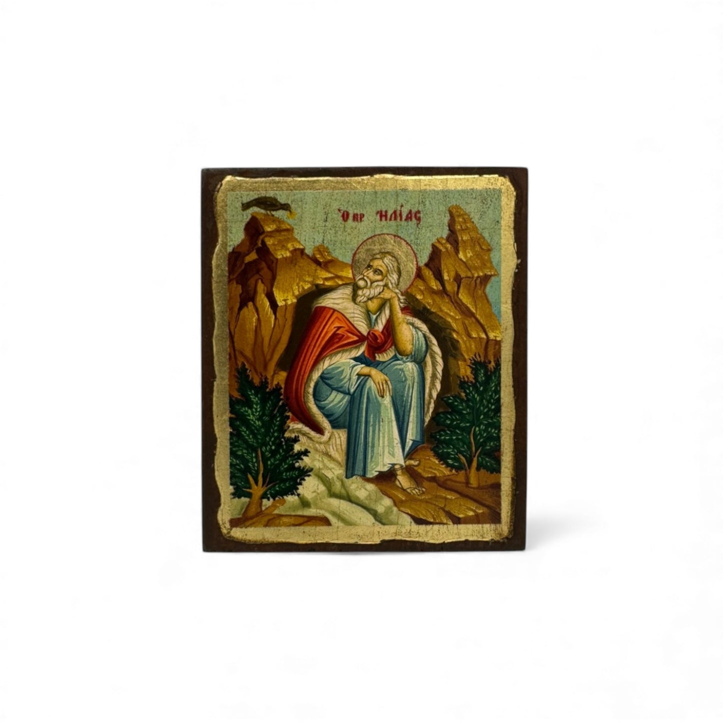 Παναγία Επτάσπαθη - Ξύλινη Παλαιωμένη Με Χρυσό Φόντο - Ποικιλία Αγίων