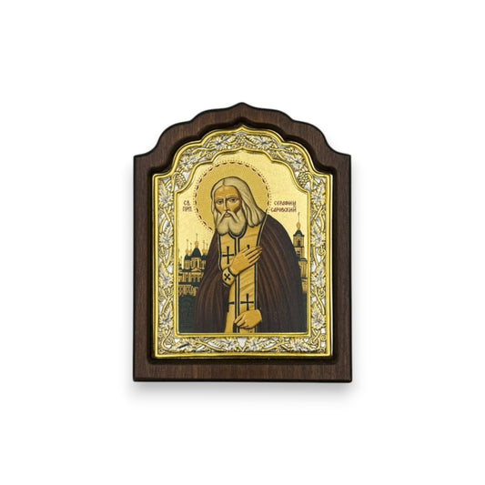 Άγιος Σεραφείμ του Σάρωφ – Ασημένια Εικόνα σε Ξύλο με Επιχρύσωση (Άγιο Όρος)