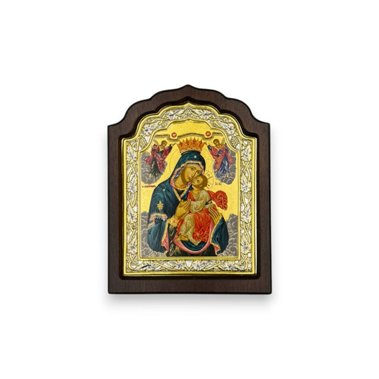 Παναγία Γλυκοφιλούσα (Ιερά Μονή Πρέβελης Κρήτη)  – Ασημένια Εικόνα σε Ξύλο με Επιχρύσωση