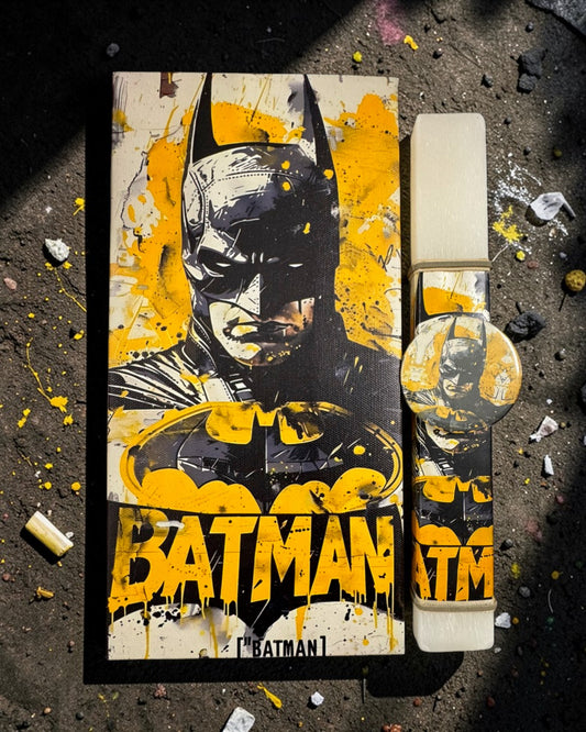 Χειροποίητη πλακέ πασχαλινή λαμπάδα Batman με εκτυπωμένο καμβά