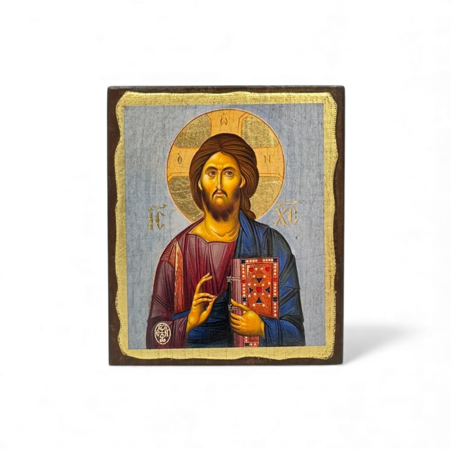 Παναγία Επτάσπαθη - Ξύλινη Παλαιωμένη Με Χρυσό Φόντο - Ποικιλία Αγίων