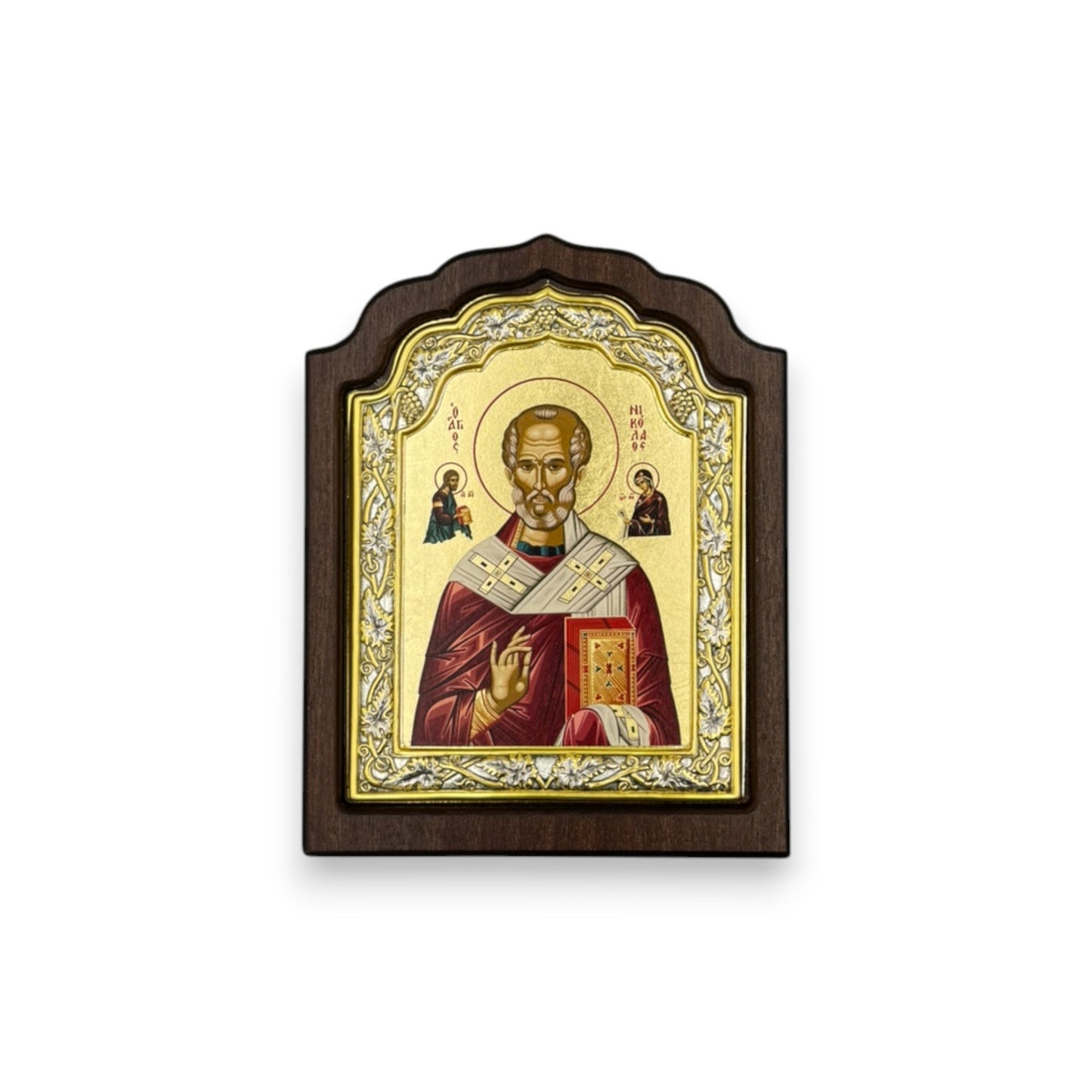 Άγιος Νικόλαος – Ασημένια Εικόνα σε Ξύλο με Επιχρύσωση (Άγιο Όρος)