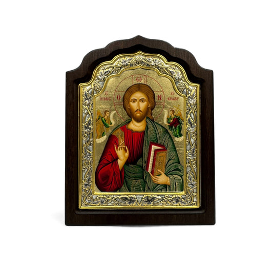 Ιησούς Χριστός Παντοκράτωρ – Ασημένια Εικόνα σε Ξύλο με Επιχρύσωση ( Άγιο Όρος )