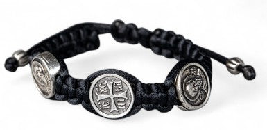 Βραχιόλι Μακραμέ με Επάργυρο Στοιχείο Αγίου Σπυρίδωνος / ΙΣ ΧΣ ΝΙΚΑ / Αγίου Νικολάου