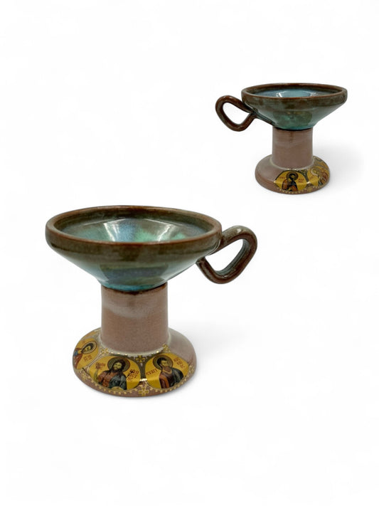 Λιβανιστήρι Πήλινο Μεσαίο Εκρού Γαλάζιο - 6 Χρώματα