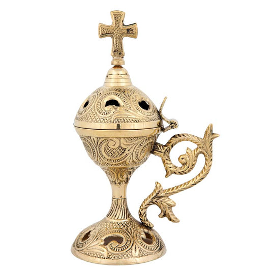 Θυμιατό Μπρούτζινο Επιτραπέζιο Χρυσό - Σκαλιστό Φύλλο