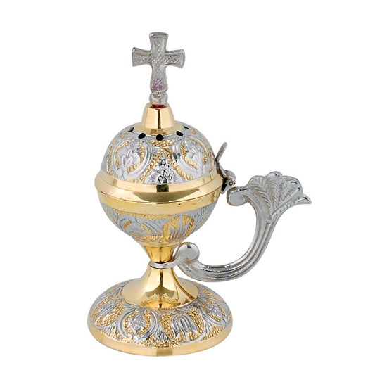 Θυμιατό Μπρούτζινο Επιτραπέζιο - Σκαλιστό Λαβή Φύλλο