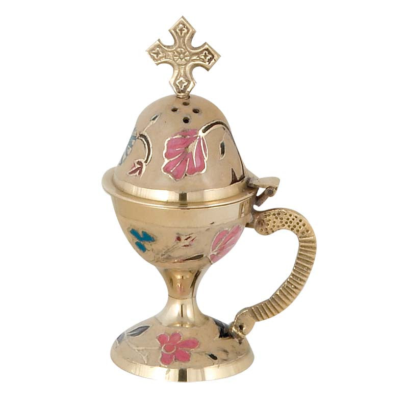 Θυμιατό Μπρούτζινο Επιτραπέζιο Κόκκινο - Οβάλ Λουλούδια