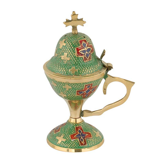 Θυμιατό Μπρούτζινο Επιτραπέζιο Πράσινο - Χρώματα Σταυροί