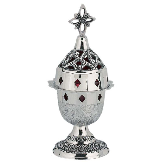 Καντήλι Μπρούτζινο Σκαλιστό Ασημί - Επιτραπέζιο