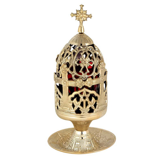 Καντήλι Μπρούτζινο Με Πιατάκι Χρυσό - Επιτραπέζιο