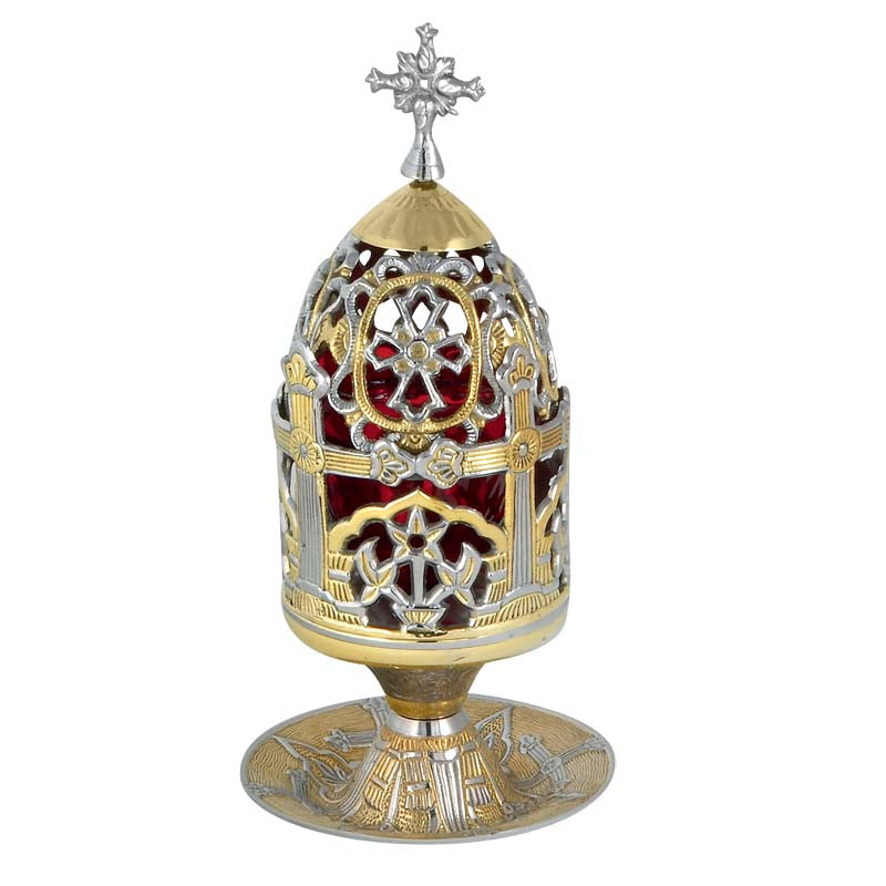 Καντήλι Μπρούτζινο Με Πιατάκι Δίχρωμο - Επιτραπέζιο