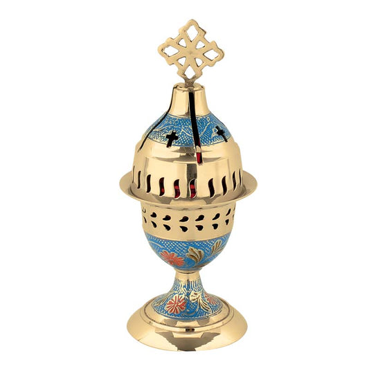 Καντήλι Μπρούτζινο Πολύχρωμο Γαλάζιο - Επιτραπέζιο