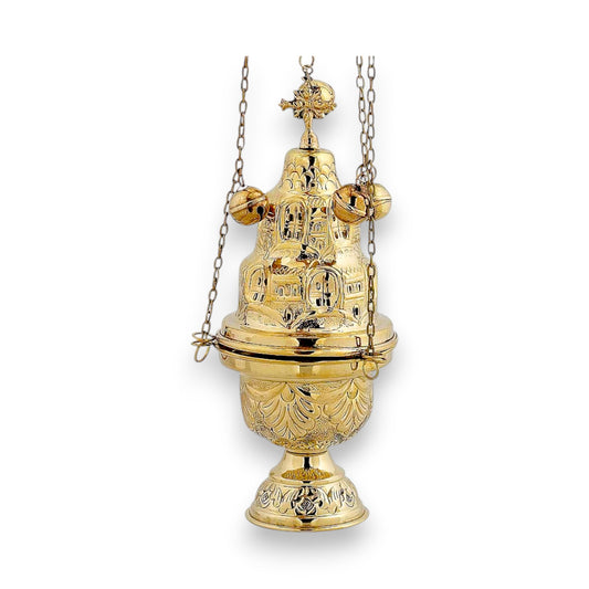 Ιερατικό Θυμιατό Μπρούτζινο Βαθύ Σκάλισμα - 3 Χρώματα