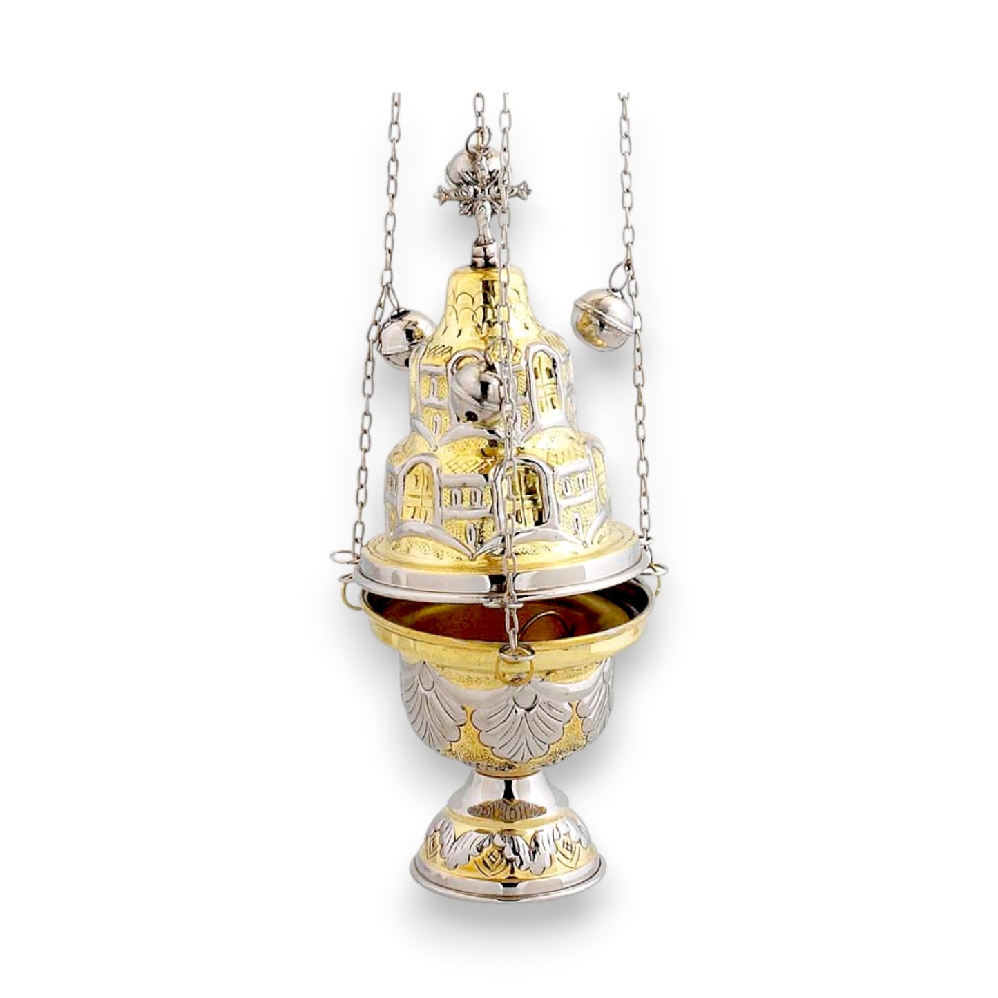 Ιερατικό Θυμιατό Μπρούτζινο Βαθύ Σκάλισμα - 3 Χρώματα