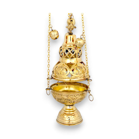 Ιερατικό Θυμιατό Μπρούτζινο Σκαλιστό Διάτρητο - 2 Χρώματα