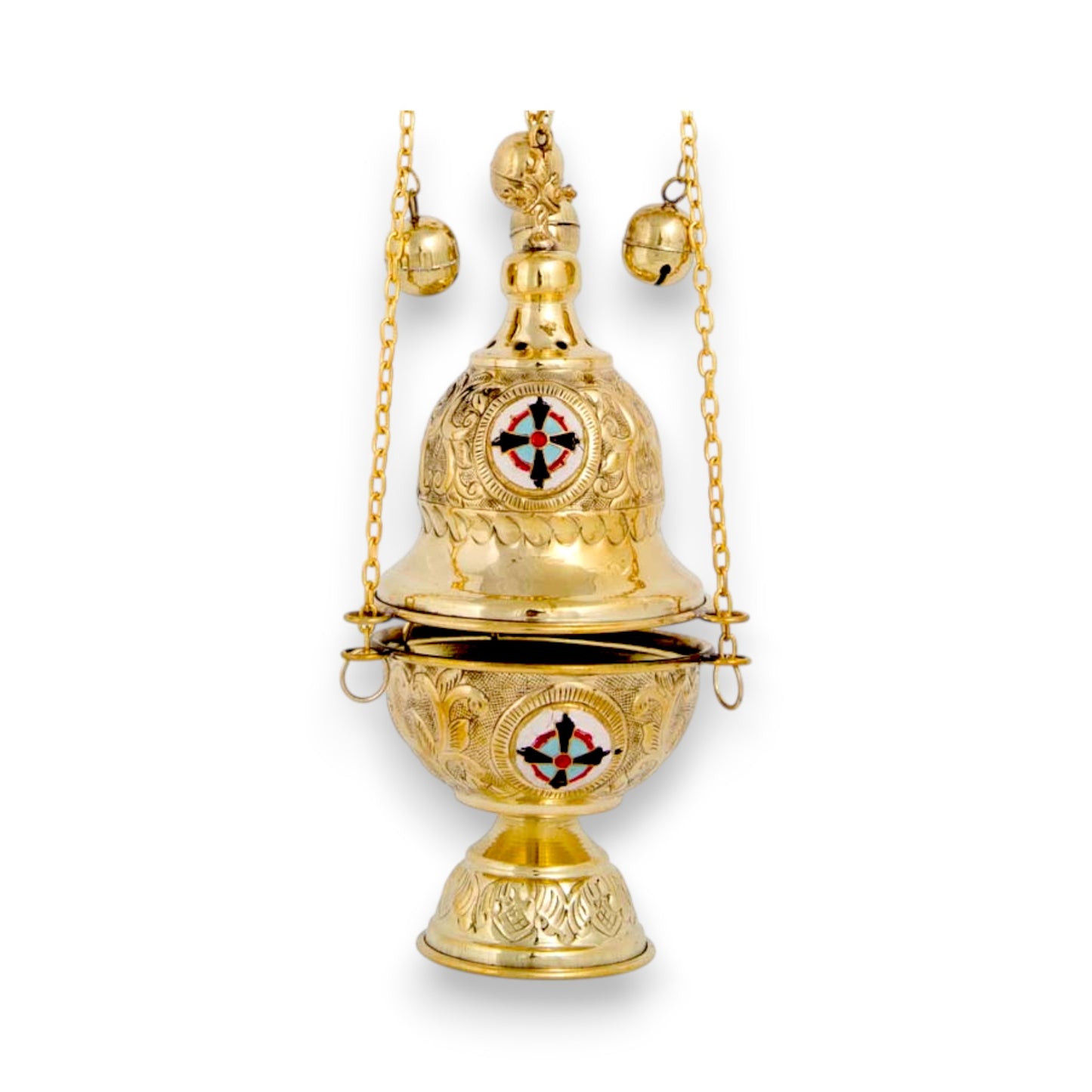 Ιερατικό Θυμιατό Επινικελωμένο Σκαλιστό Με Σμάλτο - 2 Χρώματα