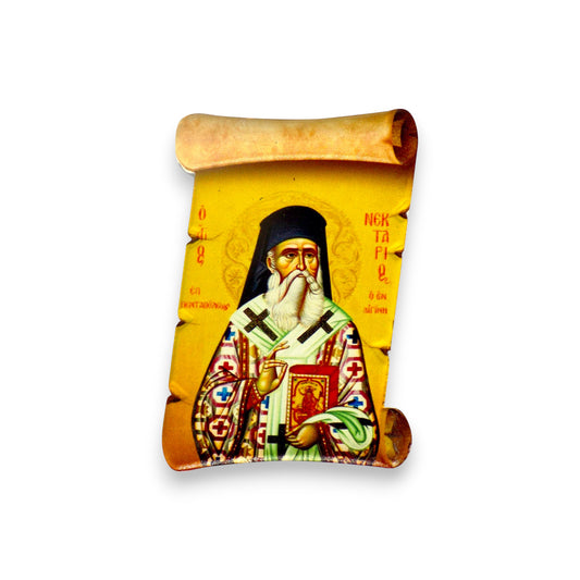 Κεραμικό Μαγνητάκι Σχήμα Παπύρου Άγιος Νεκτάριος - Σε 10 Αγίους