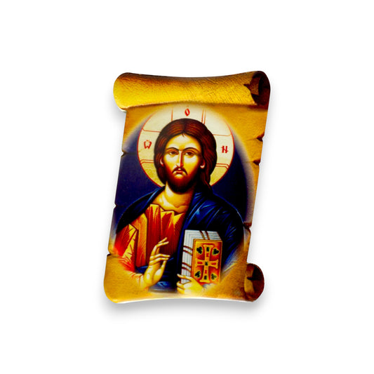 Κεραμικό Μαγνητάκι Σχήμα Παπύρου Ιησούς Χριστός - Σε 10 Αγίους