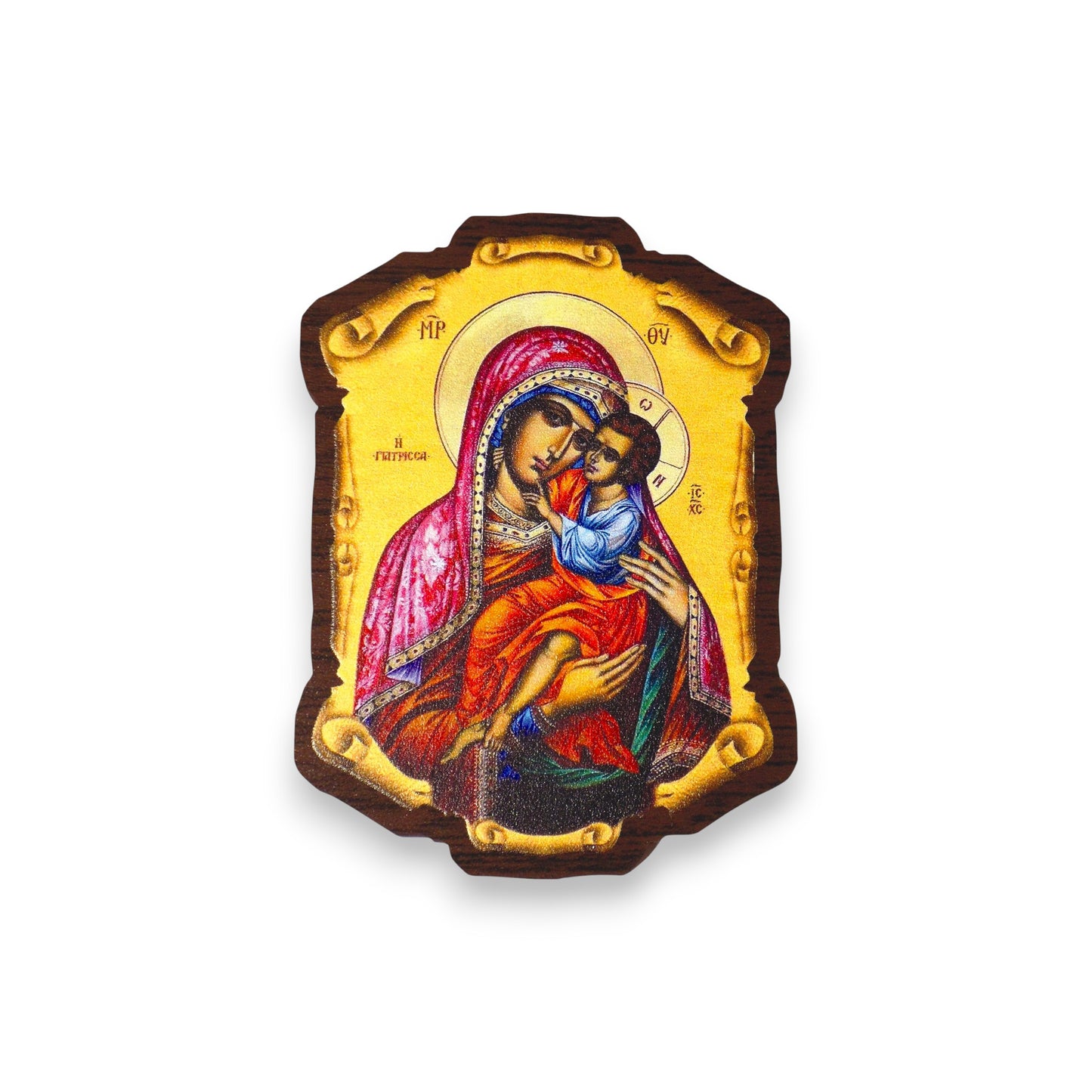 Ξύλινο Μαγνητάκι Σχήμα Παπύρου Ιησούς Χριστός – Σε 10 Αγίους