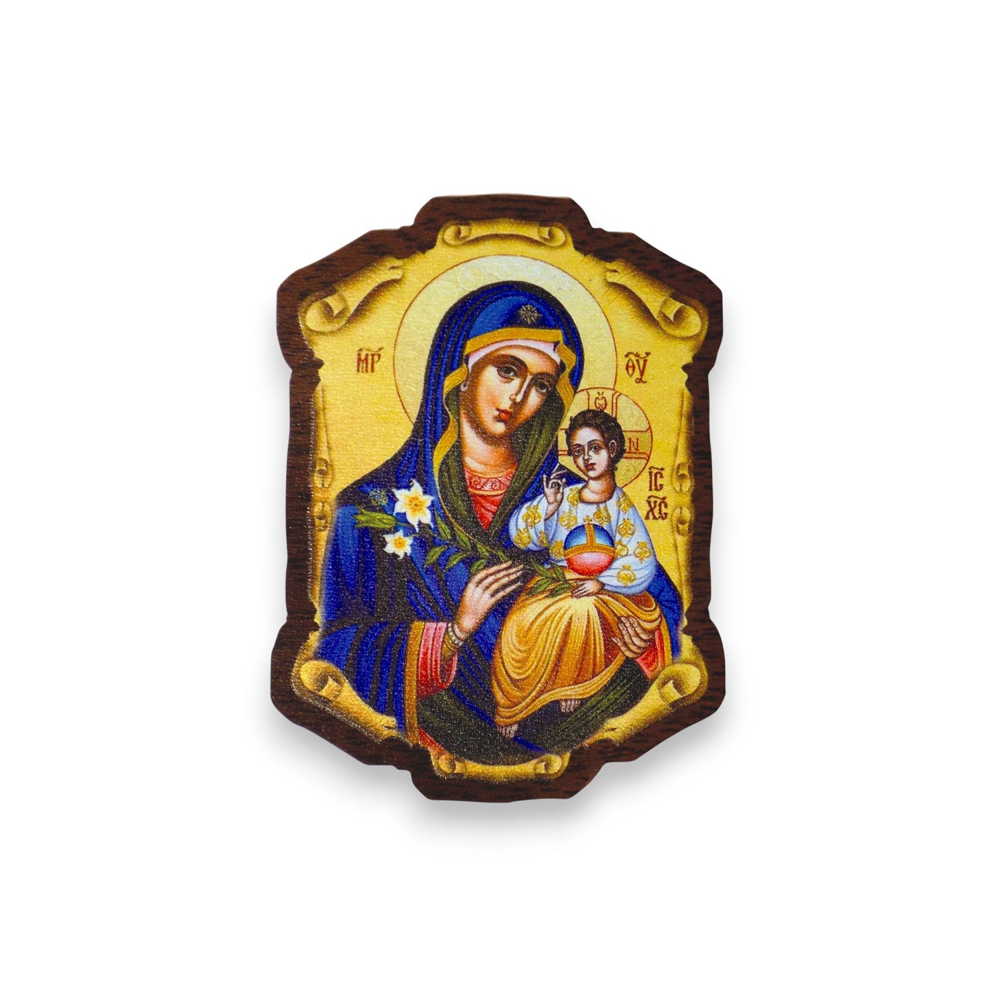 Ξύλινο Μαγνητάκι Σχήμα Παπύρου Ιησούς Χριστός – Σε 10 Αγίους