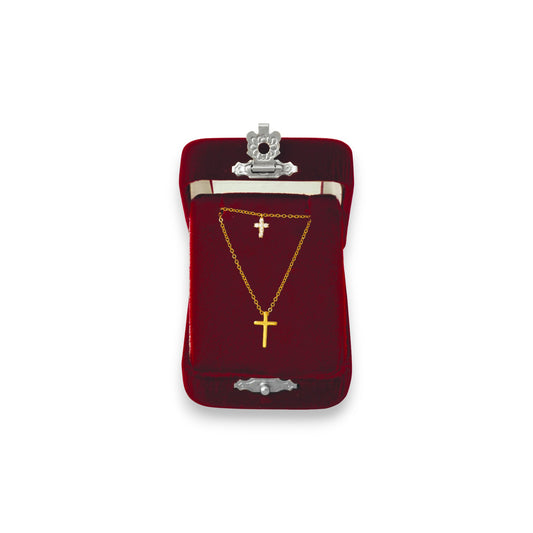 Σταυρός Λαιμού Ατσάλινος Διπλός Χρυσός - 2 Χρώματα